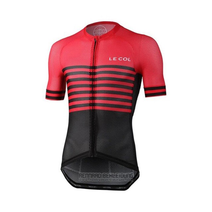 2021 Fahrradbekleidung Le Col Shwarz Rot Trikot Kurzarm und Tragerhose